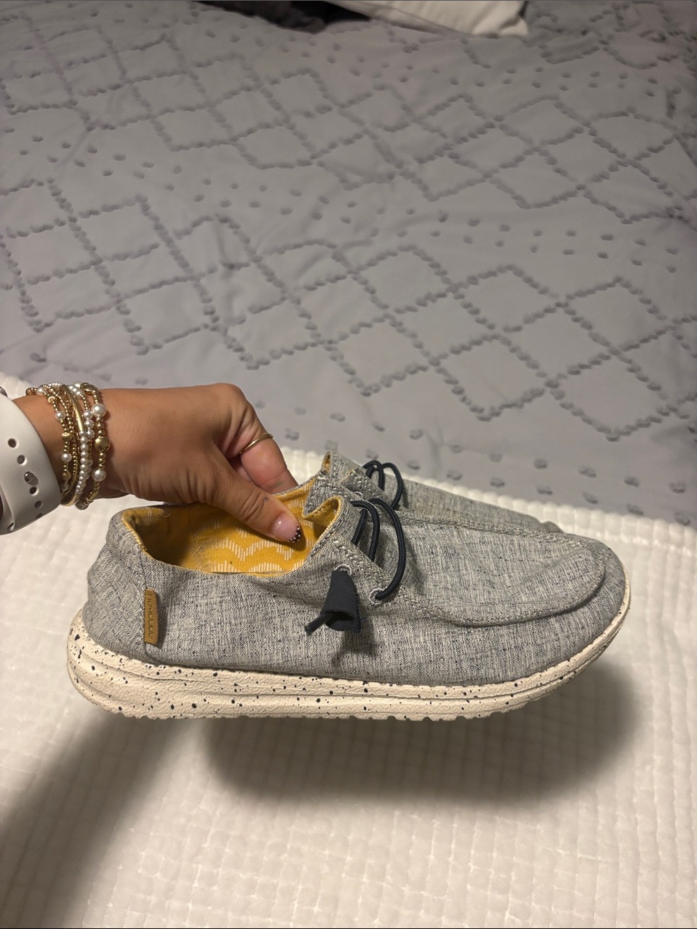 Hey Dude Grey navy Slip-On Loafer with Yellow Lining